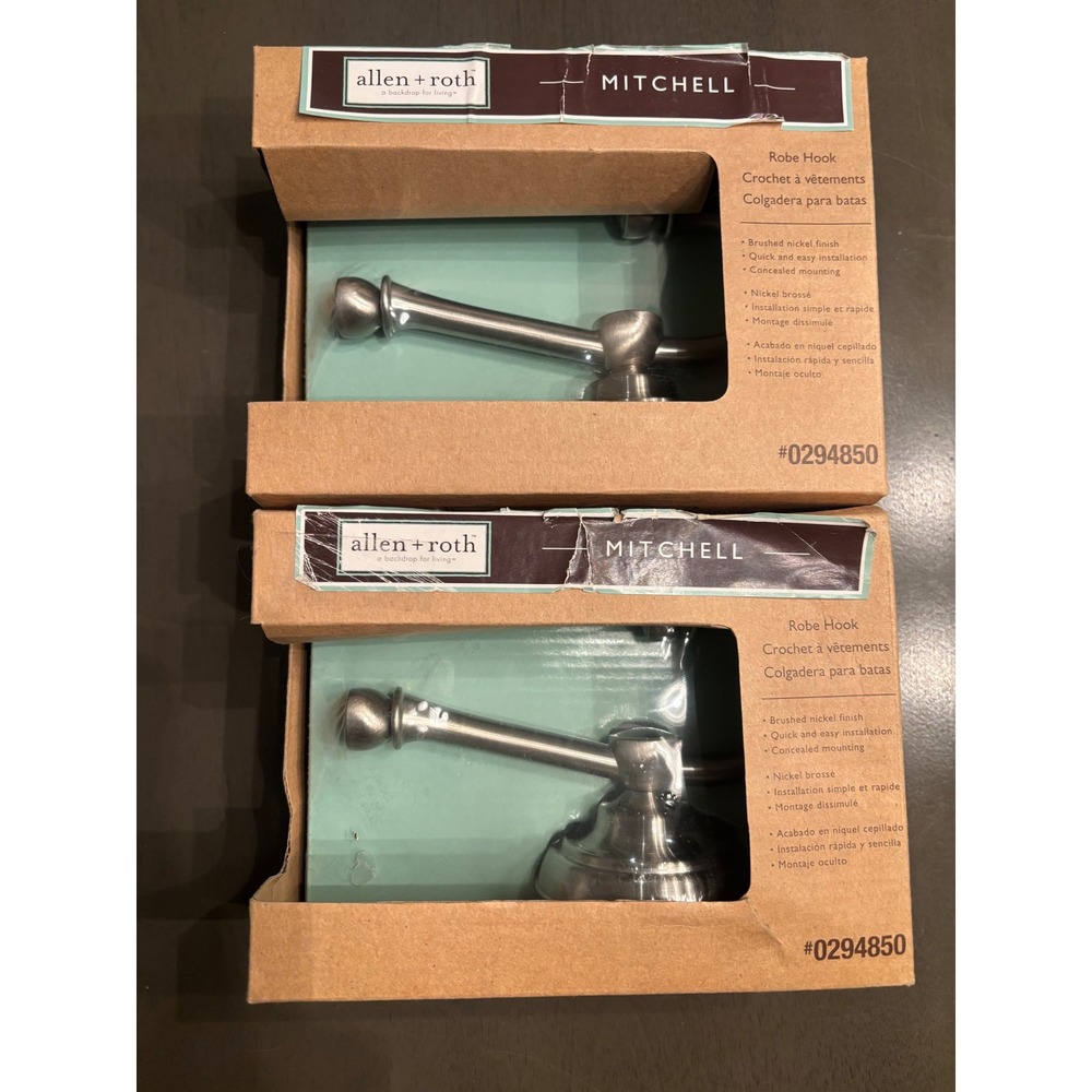 Allen + Roth Mitchell Robe Hook Brushed Nickel Set of 2 0294850